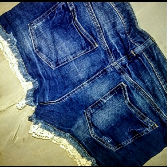 Next Beachwear Denim Lace Shorts Size 10 NWOT - Picture 5 of 8